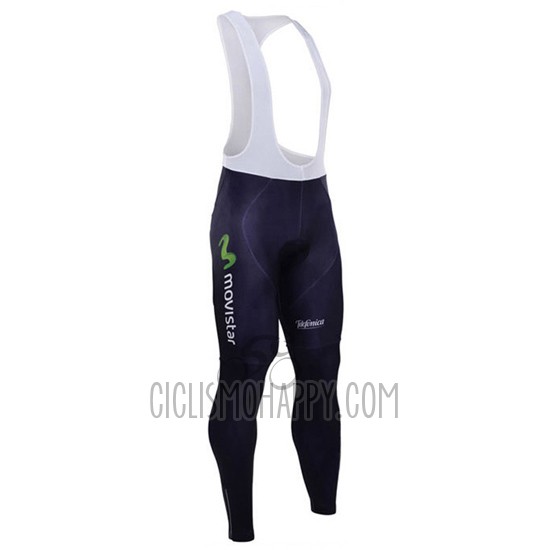 Movistar Cycling Jersey Bib Tight 2016 Long Sleeve White and Blue